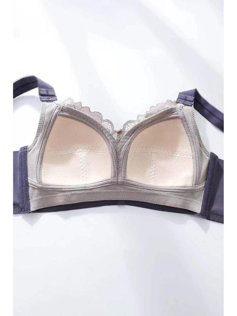 Women's Lace Full-Cup Wirefree Bra – Supportive, Breathable, Anti-Sag, Plus Size, Beautiful Back Design