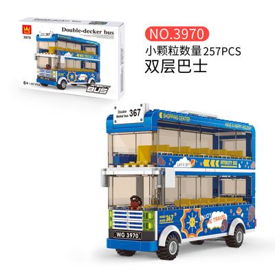 Wange 3970-3973 Doppeldeckerbus Stadtbus Intelligenz Zusammengebautes Automodell Bausteine Spielzeug