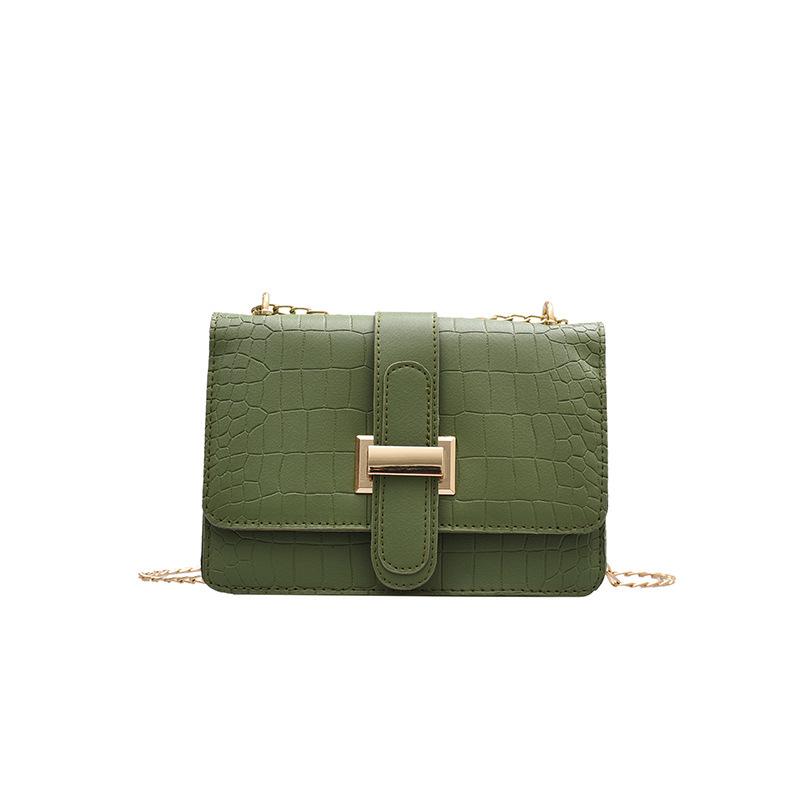 

Маленькая квадратная сумка женская сумка модная сумка через плечо с каменным узором цепочка универсальная сумка-мессенджер зелёный