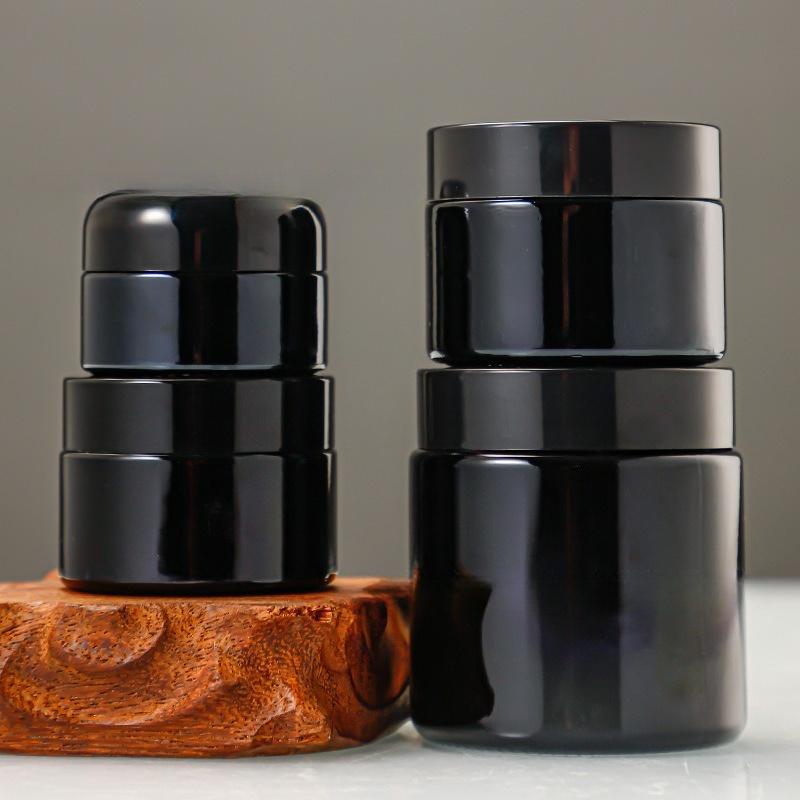 20g 30g 50g 100g Schwarzes Glas Kosmetikglas, Versiegelter Gesichtscremetiegel, Nachfüllbarer Hautpflegebehälter für Augenbalsam