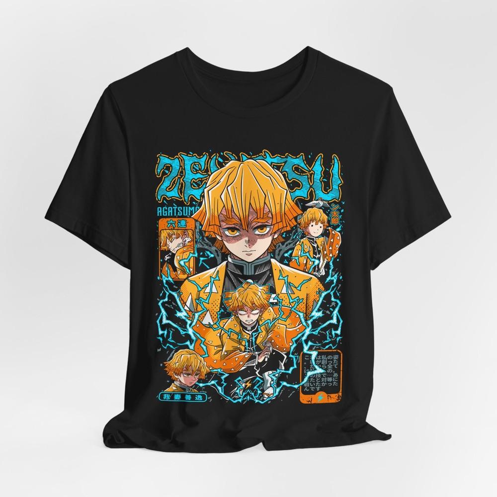 Zenitsu Anime Graphic T-Shirt Tee Tops, Unisex T-Shirt Tee Tops, Short Sleeve Shirt, Cosplay Gift, Demon