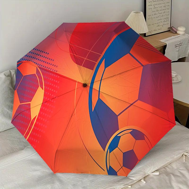 Soccer Ball-Shaped Automatic Opening/Closing Umbrella with Foldable Design, Ideal for Fans, Travelers, Daily Use, and Gifts - Solution112115