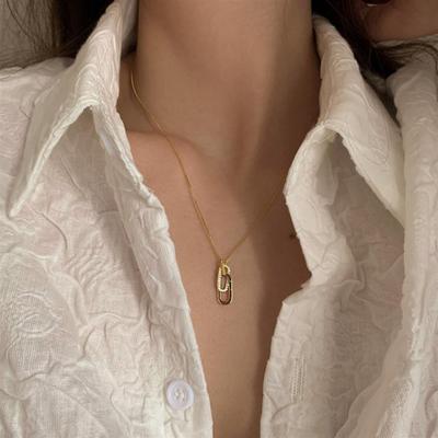 Safety Pin Necklace Copper Paper Clip Pendant Necklace Women Clavicle Choker Jewelry Gift