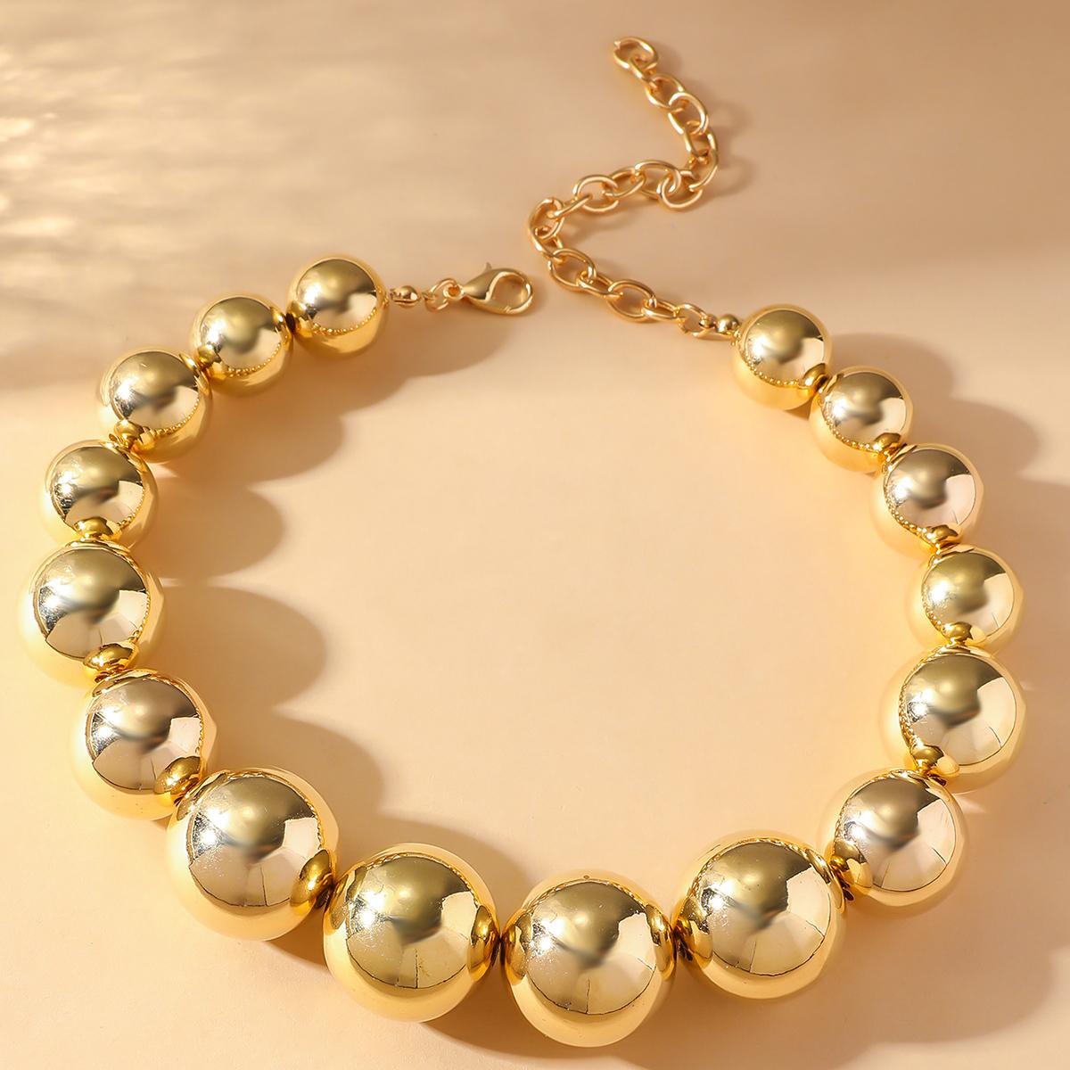 

1 шт. Женское универсальное изысканное высококрасивое бисерное преувеличенное круглое панк-ожерелье с цепочкой на ключицу, темпераментная цепочка на шею