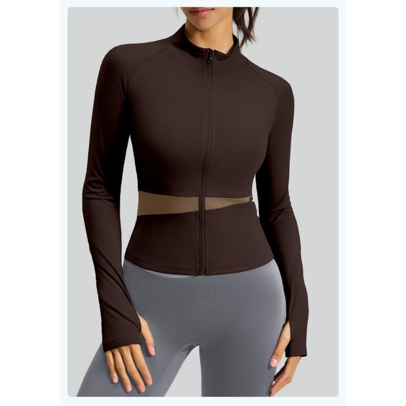 Women S Color Block Yoga Jacket Slim Fit Long Sleeve Workout Top