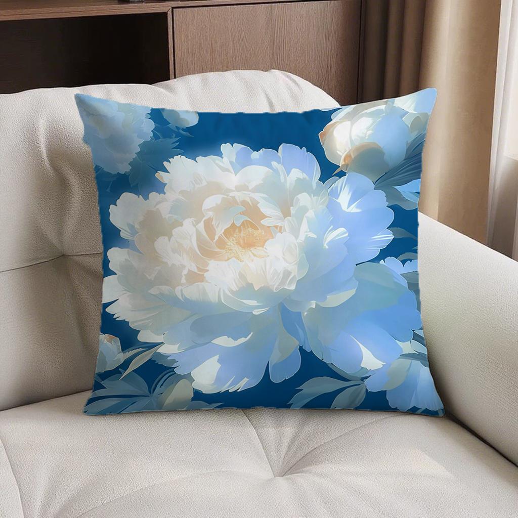 Double-Sided Detachable Cover Wealthy Peony Flower Pillow Living Room Sofa Car Bed Head Square Throw Pillow Case Chinese Style