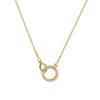 Luxus Mode Goldfarbe Edelstahl Zirkon Doppelring Anhänger Halsketten Für Frauen Charme Braut Halsband Party Schmuck Geschenk