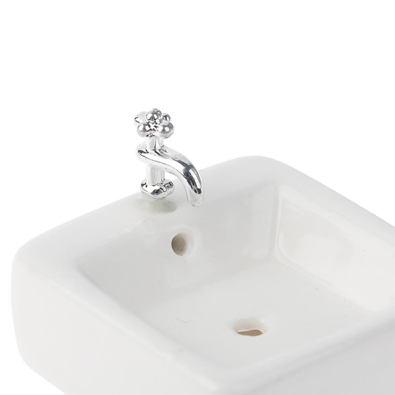 1:12 Dollhouse Miniature Bathroom Sink Ceramic Wash Basin Model Accessories Toys