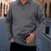2026 Men's Fashion Casual Long-sleeved T-shirt with Loose Threaded Collar Men's Casual Sports Polo Shirt