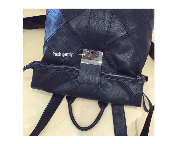 Mochila de Couro Macio Grande Capacidade para Viagem e Estudante Moda Feminina Hong Kong 2025