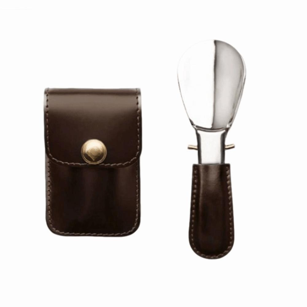 Leather Bag Elderly Person Folding Shoehorn PU Handle Portable Shoe Lifter Tool Travel