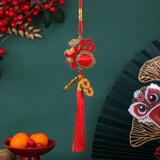 Red Chinese Lanterns Mini Decorative Lucky Hanging Lanterns Decoration with Coins And Tassel for New Year Wedding Party Spring Festival Home Decor