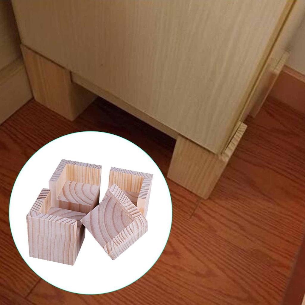 4 Pack Bed Chair Legs Multi-Functional Anti-Slip Wooden Portable Riser Blocks for Sofa Desk Couch