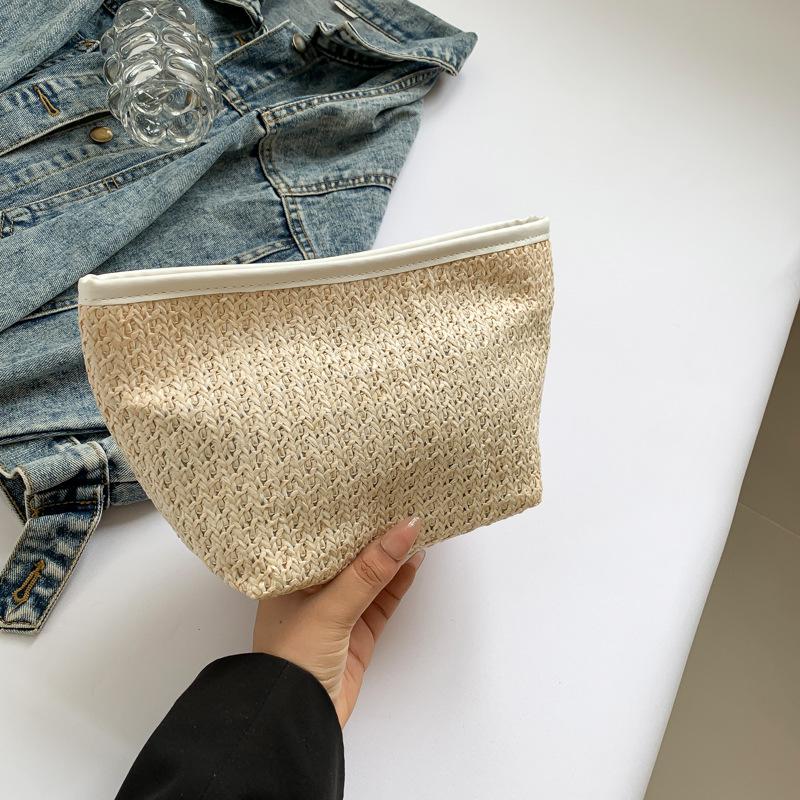 

Trend clutch bag woven bag women s fashion simple small square bag 2024 summer new casual fashion commuter bag білий