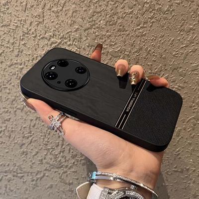 Huawei Mate60pro Mobile Phone Case Wood Grain Leather Suitable for P60 Splicing Contrast Color 50/40pro Matte Anti-fall Cover