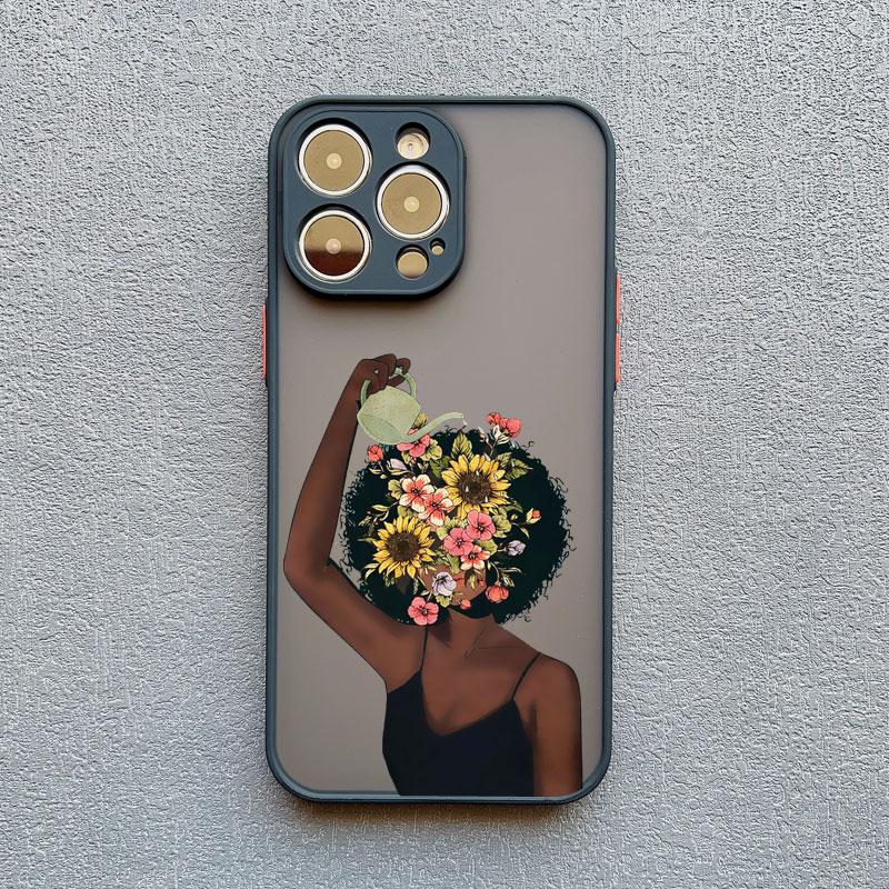 Oil Painting Flower Girl Phone Case For iPhone 16 15 12 11 13 14 Pro Max Mini X XS XR 15 14 8 Plus Shockproof Translucent Covers