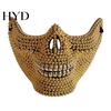 Breathable Skull Face Mask Halloween Half Mask, Rhinestone Punk Knight Masquerade Prop Comfortable with Adjustable Straps, Lightweight Plastic
