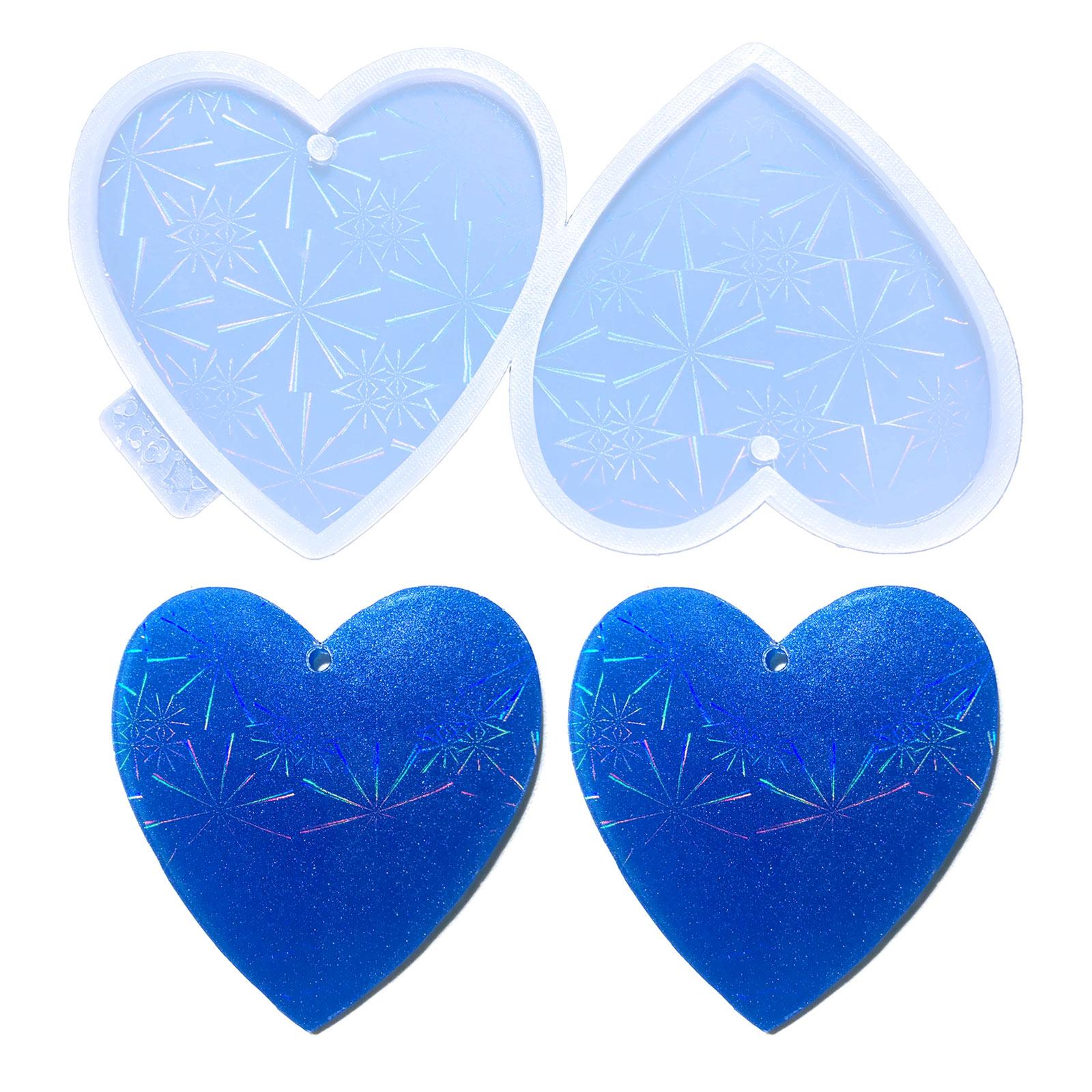 

Silicone Heart-shaped Keychain Molds Light Shadow Earrings Mold DIY Pendant Ornaments Jewelry Epoxy Crafting Mold