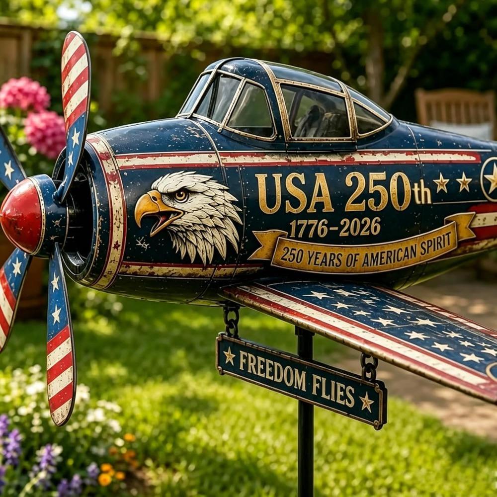 250 Anniversary Helicopter Wind Spinner | American 250th Anniversary Patriotic Airplane Wind Spinner | Vintage America Commemorative
