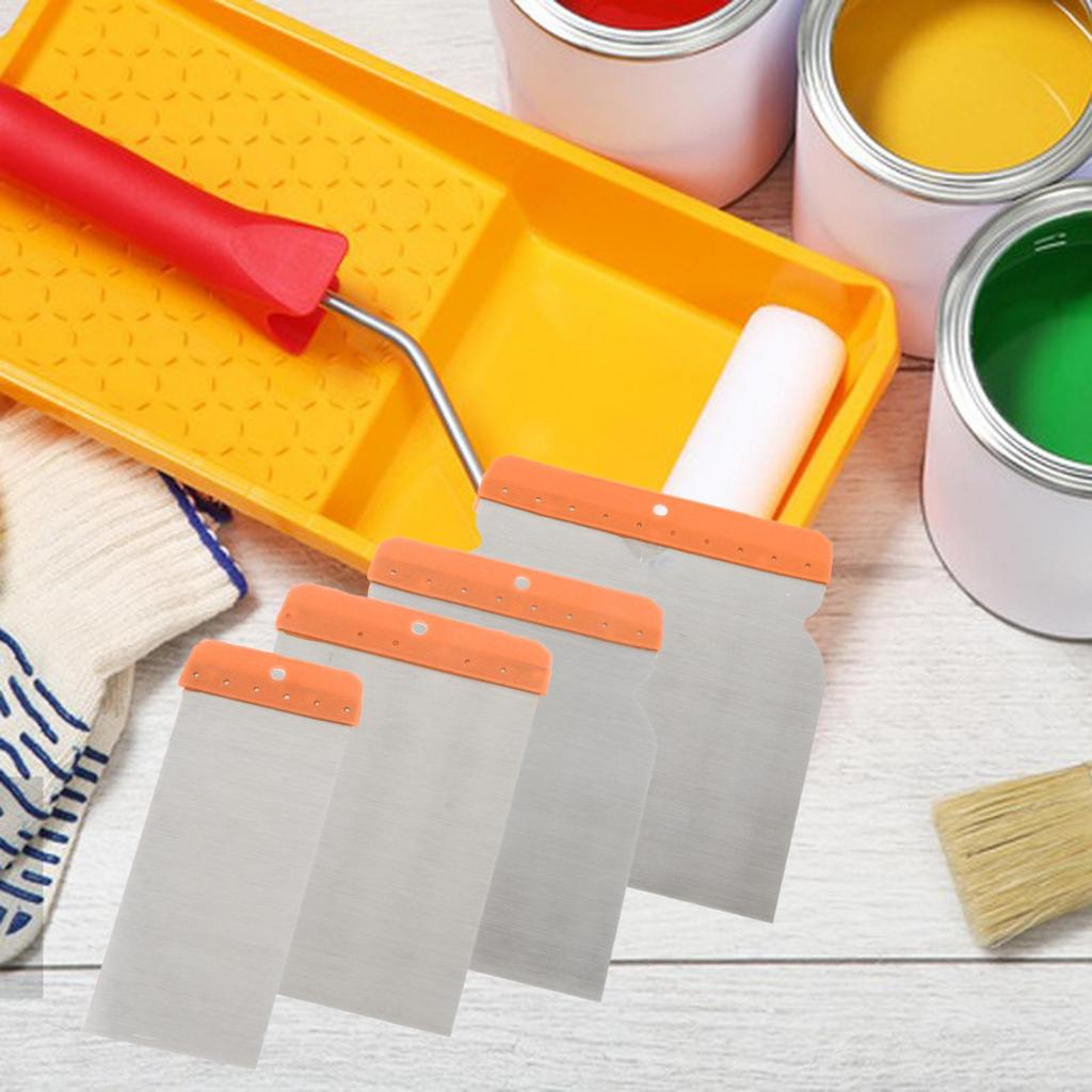 4 Pcs Scraper Putty Knife Blade Painting Tools Repair Spreading Scraping Hand Plastering for Wallpaper Decals Drywall Finishing