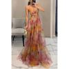 Europe, America spring and summer new mesh printing suspender dress INS vacation casual party dress