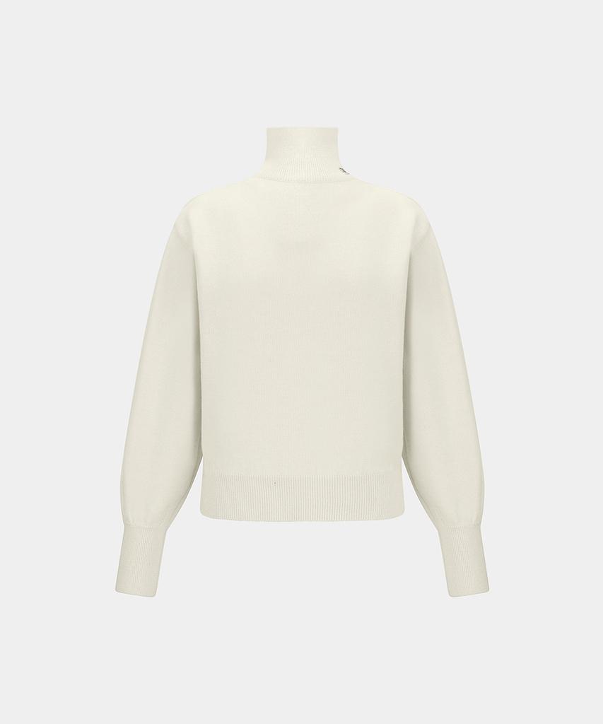 Noiseu W Volume High-Neck Merino Knit Top - Ivory