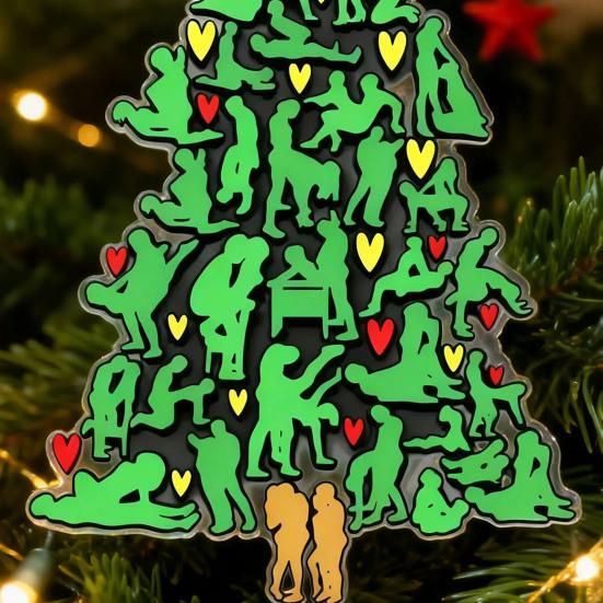 Yousheng The Naughty Tree Cheeky Christmas Ornament Green Tree Shaped Christmas Hanging Decor Funny Adults Posture Ornaments Gag Gifts for Couples