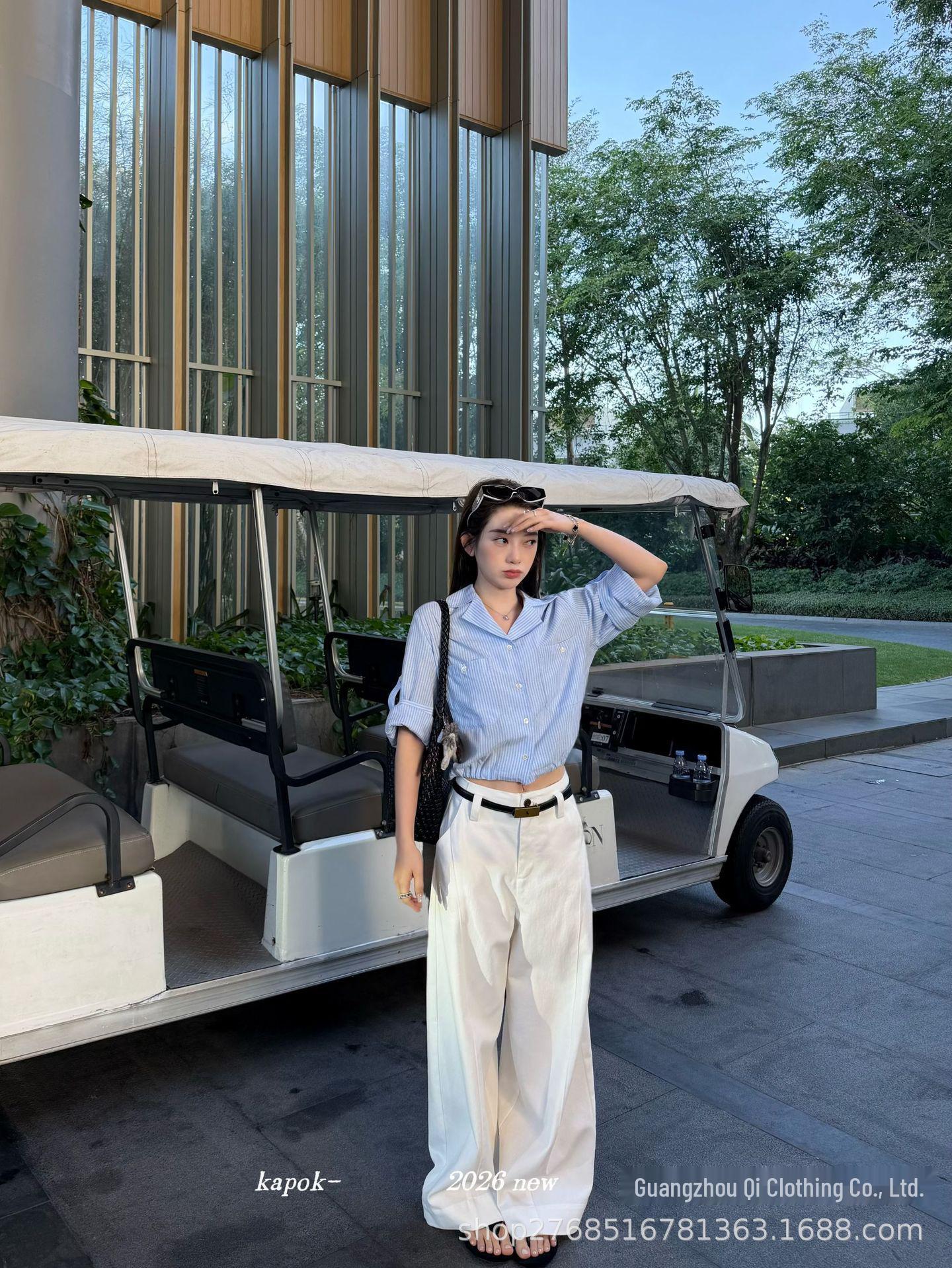 

Thirteen Rows Kapok Korean Style Loose Wide-Leg Balloon Pants with Belt - Early Spring Collection Large темно-синий