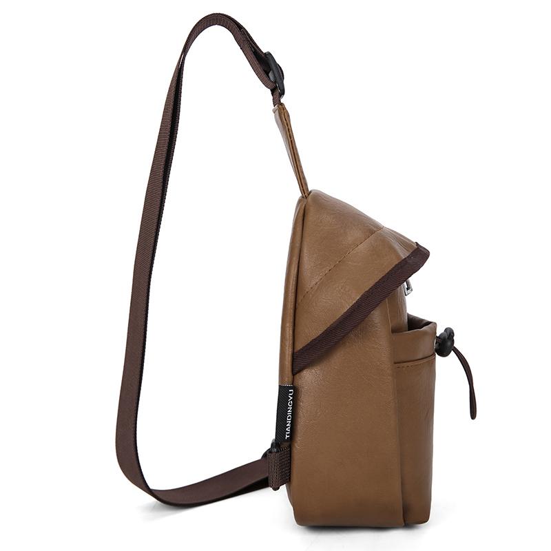 Fashion Men's Waist Packs Chest Bag Soft PU Leather Men's Shoulder Bags Stylish Men Crossbody Bag Chest Packs Unisex Sling Bags