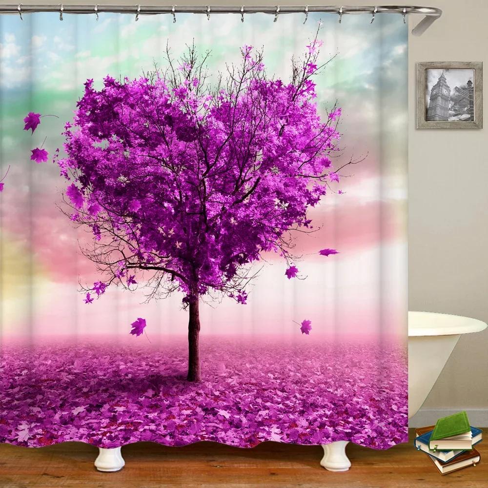 Bathroom shower curtain 3D nature forest landscape print polyester waterproof curtain home decoration curtain with hook 180x200