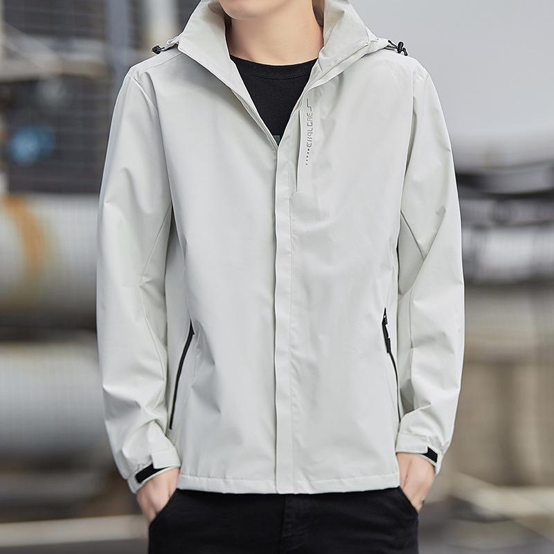 Jacket men's spring and autumn thin Korean style trendy men's casual jacket men's hooded business solid color jacket top
