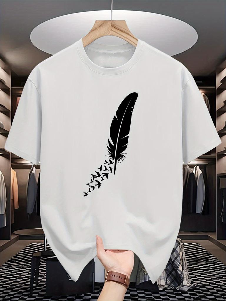 European size Short-Sleeve T-Shirts for Men, Stylish And Trendy Printed Base Shirts for Males, Casual Round Neck Tops Suitable for Men