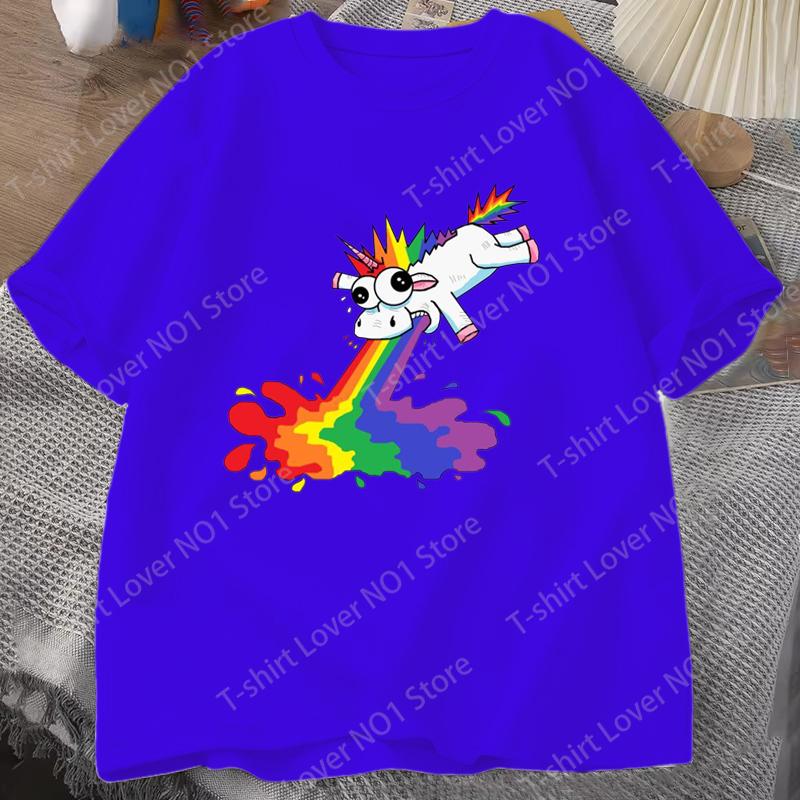 Cartoon Rainbow Unicorn Printed Tshirts Retro Style Women Unisex Shirt Tee Unicorn Graphic T Shirt Casual Top Cool Summer T Shirts