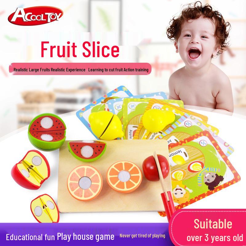 Cuttable Wooden Fruit & Veggie Playset with Velcro for Kids