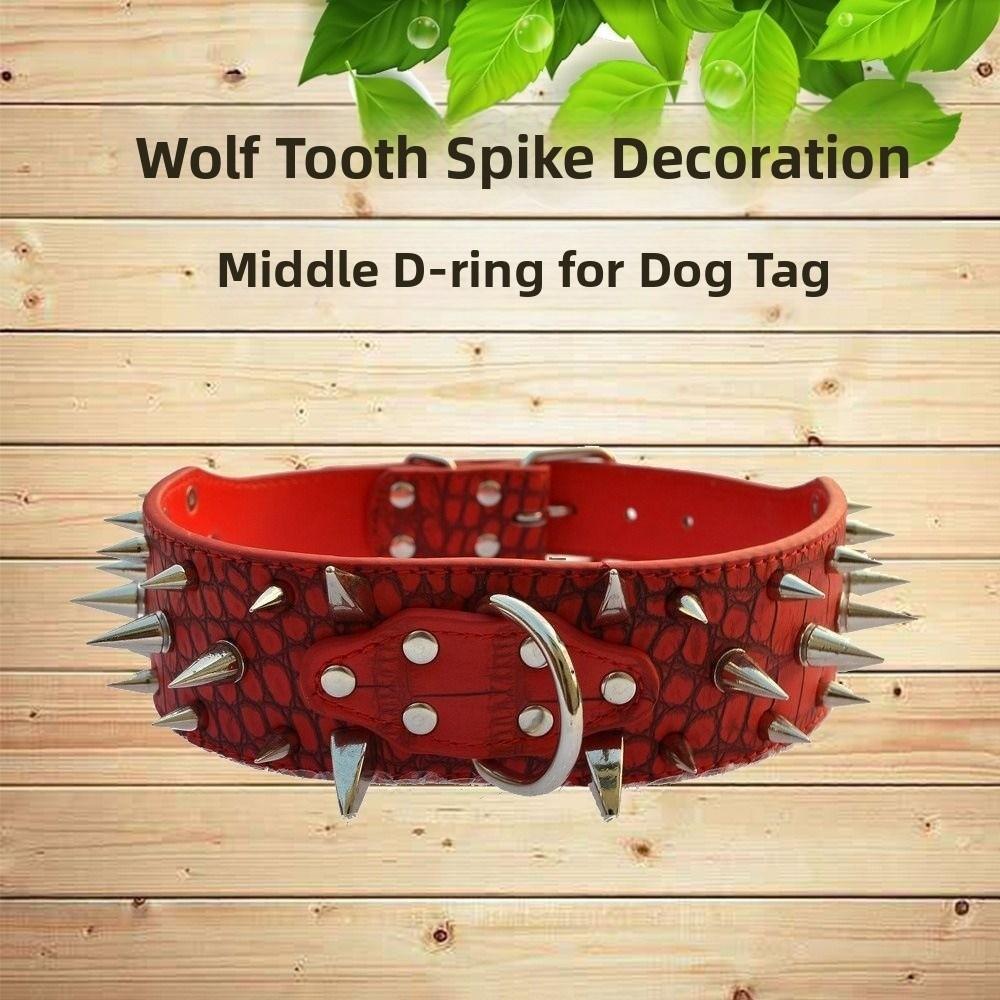Anti-bite PU Leather Pet Necklace Widen Rivets Pet Collar Dog Neck Collar Outdoor Dog Walking