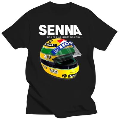 Camiseta masculina de verão Ayrton Senna Capacete Camiseta Tops Roupas 1 Carro de Corrida Homem Gola Redonda Manga Curta Camiseta Popular Homem Tamanho Grande