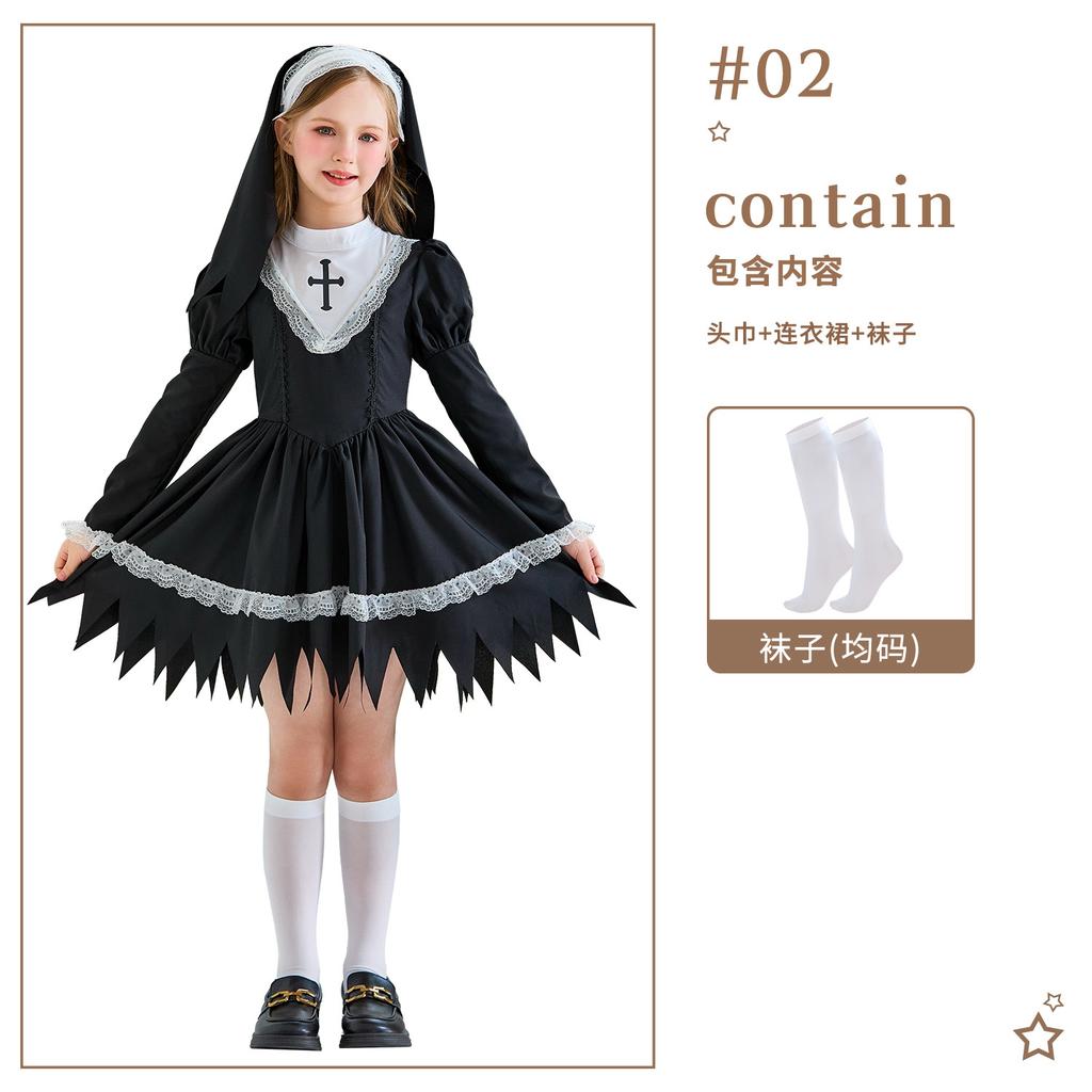 20.26 million Halloween Children's Clothing Nun Clothing Carnival Girls Dress Cross Repair Women's Clothing Performance Clothing