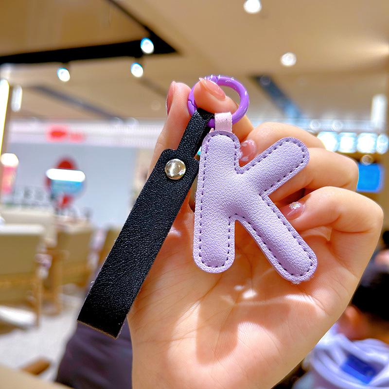 Customizable Leather Letter Keychain Pendant for Girls and Couples
