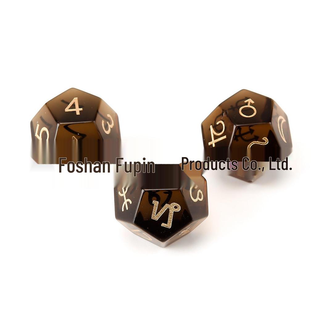 Transgraniczny zestaw kości D12 z naturalnego kryształu kwarcu Zodiak i Tarot