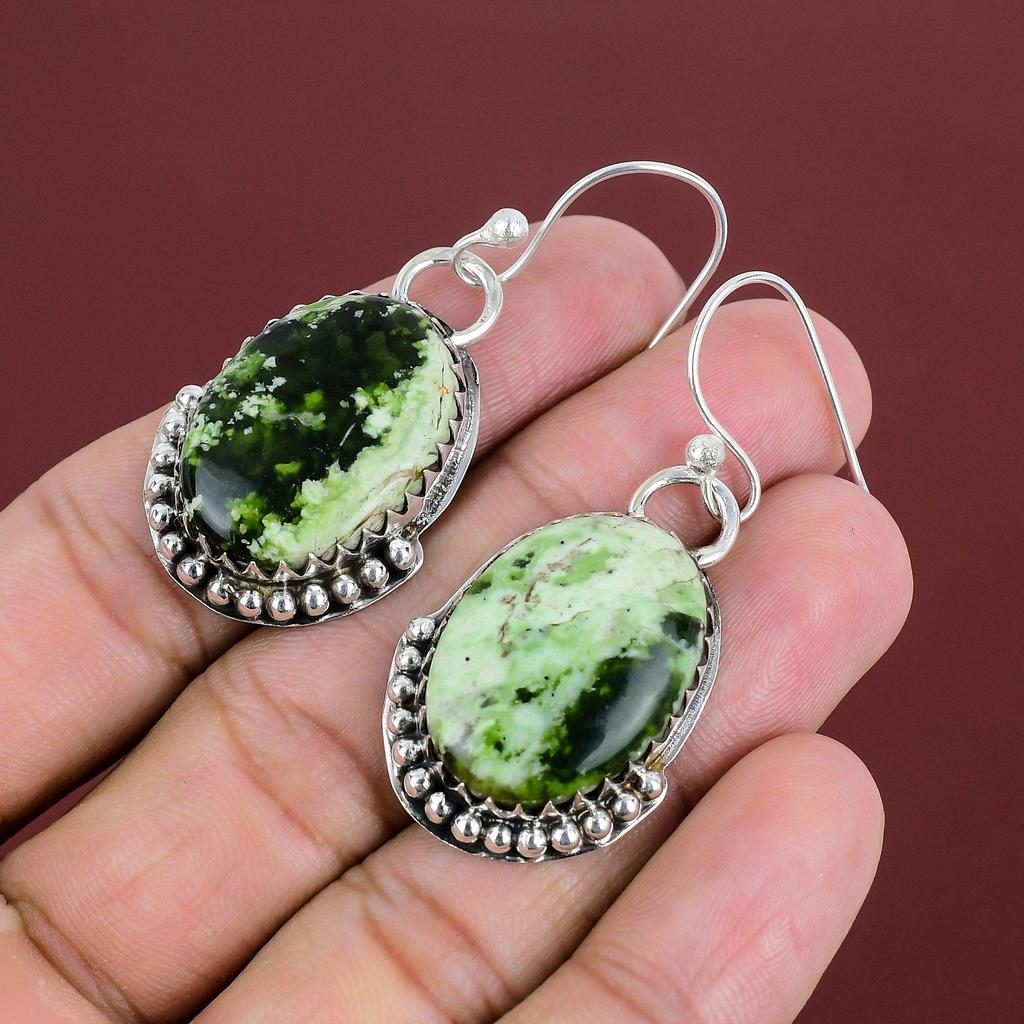 Australian Chrome Chalcedony Earring Handmade Gemstone Jewelry 925 Sterling Silver Earrings Unique Earring Gifts For Friend Elegant Jewelry