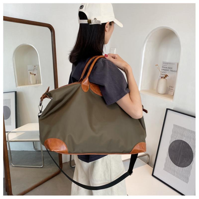 Mode Farbblock Kurztrip Reisetasche Bequemes Nylon Große Kapazität Gepäcktasche Leichte Schwimm-Fitness-Tasche Schlichte Alltags-Ausgehhandtaschen