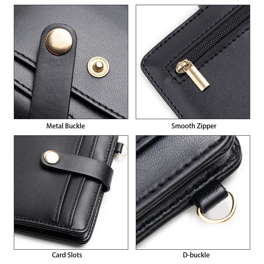 New Arrival Hot Sale Women'S Ultra-Thin Wallet Bifold PU Leather Card Clamp With Key Chain Zipper Document Package