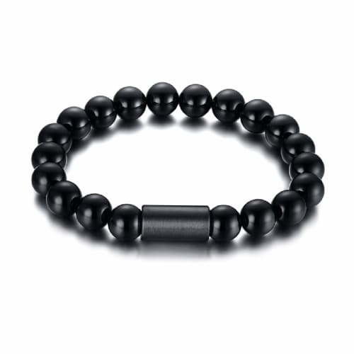 

Deelfel Men s Agate Bracelet with Black Prayer Beads