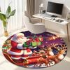Cute Christmas Day Gift Bell Santa Claus Snowman Christmas Tree round rug Home Soft Decorative Anti slip Chair Mat Carpet Outdoor Floor Mat Carpet 95