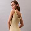 Calvin Klein French V-Neck Ribbed Knit Slip Dress Women Dresses Sunlight-Yellow 47C304G