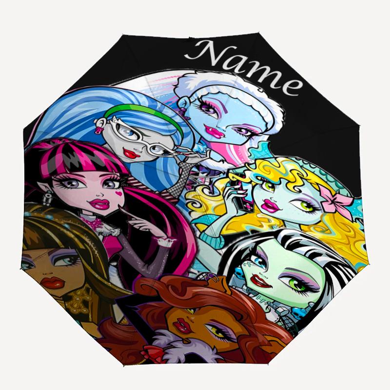 Personalized Name Monster High Draculaura Print Umbrella - Automatic Open/Close, Eight-Rib Durable Frame, Automatic Folding Umbrella