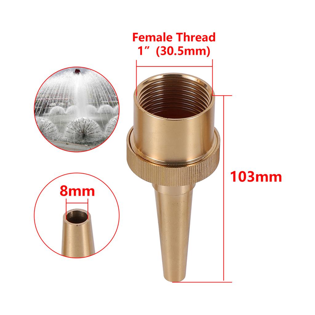 Adjustable Brass Straight Jet Fountain Nozzle 1/2" 3/4" 1" 1.5" Universal Sprinkler Garden Yard Landscape Water Column Ornaments