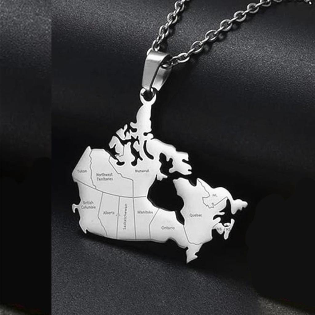 Map Pendant Necklace Men'S And Women'S Stainless Steel Necklace Trend Fashion Accessories