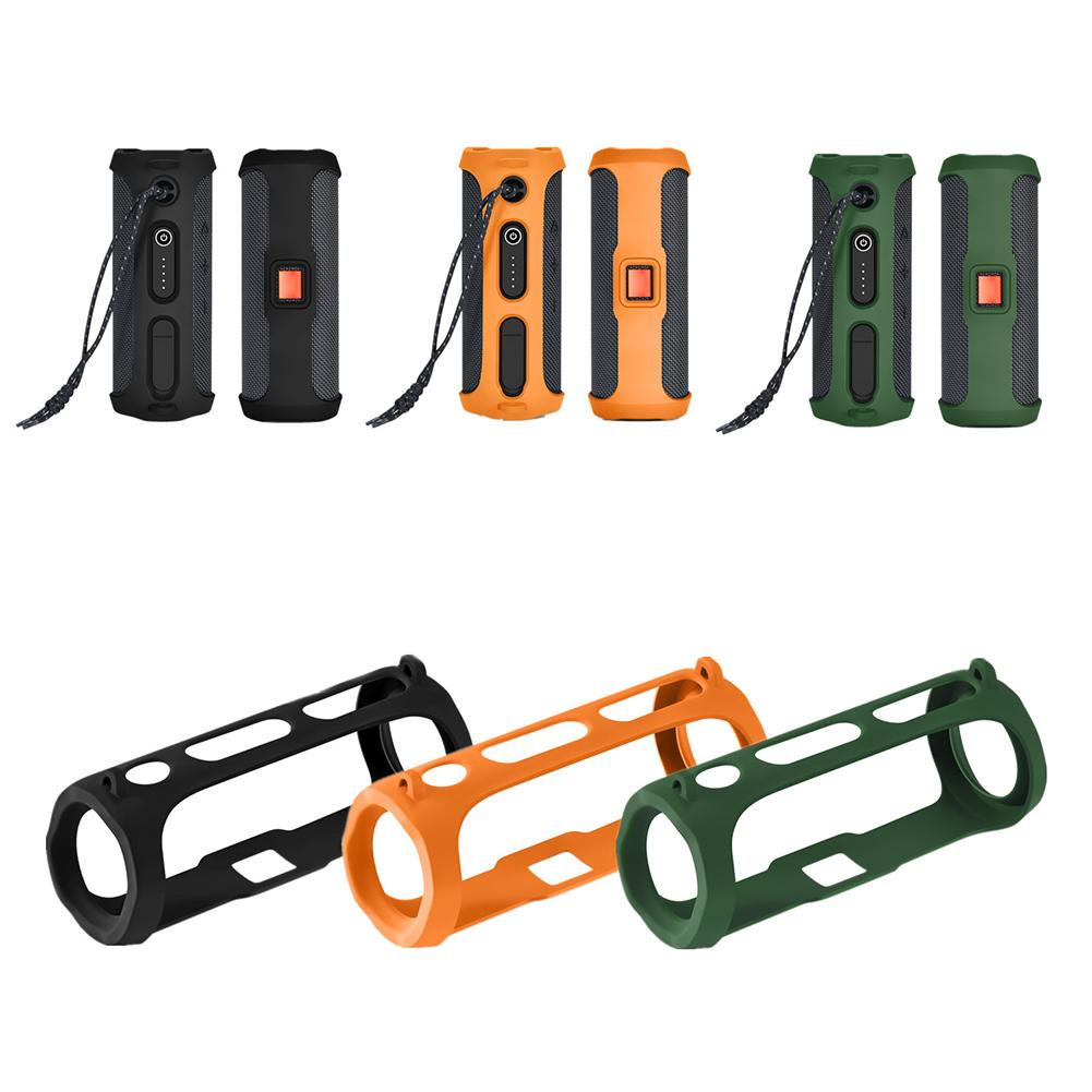 Soft Speaker Protective Cover Silicone Speaker Storage Box Portable with Shoulder Strap and Carabiner for JBL FLIP ESSENTIAL 2