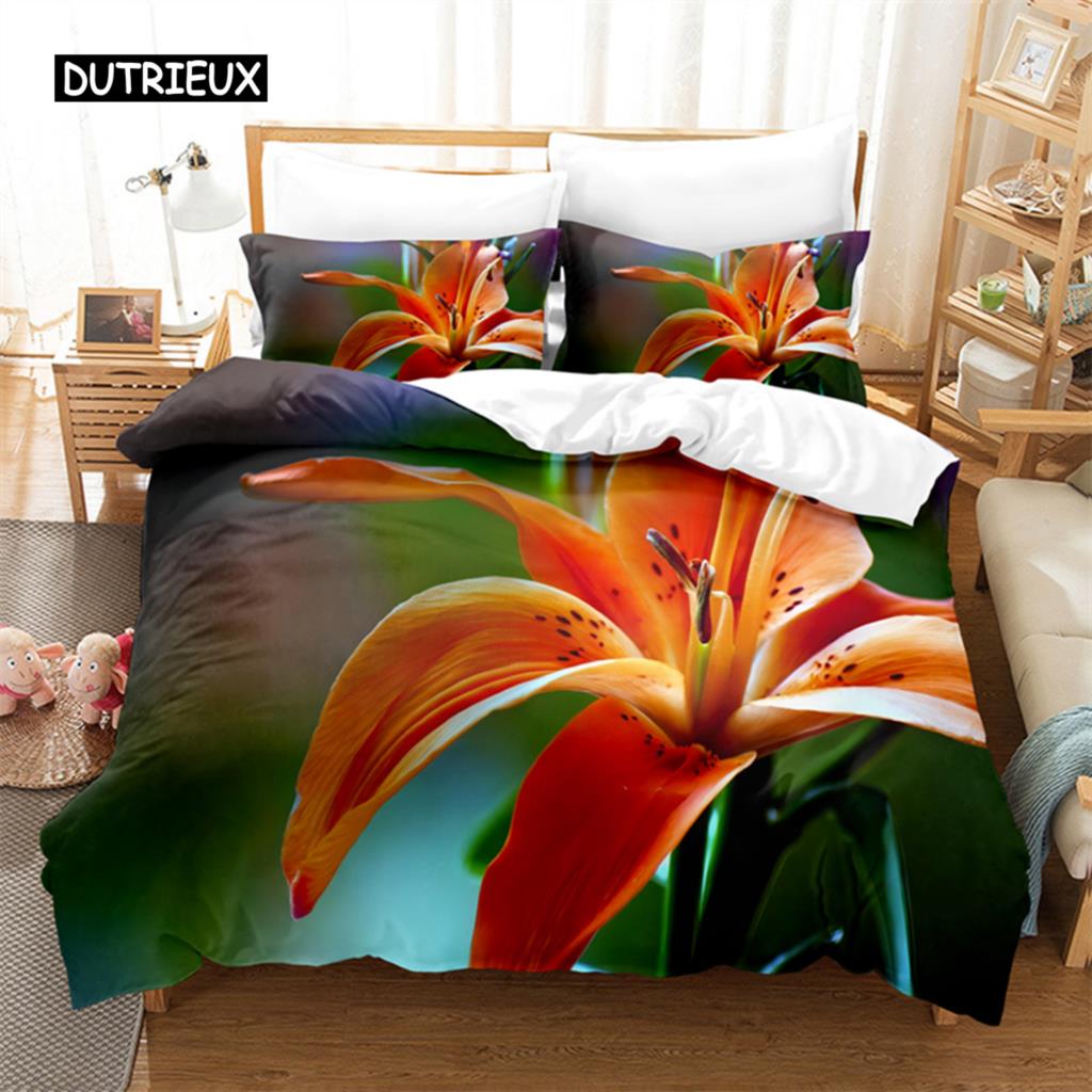 Yellow Flowers  Queen Size Bed Ensemble Comforter Cover Sets Bedding Digital Printing Bed Linen King Size Size Comforter Cover Kit Bed Ensemble
